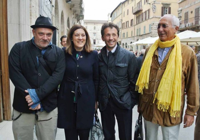 Il direttore artistico del festival Carlo Pagnotta con Marini, Boccali e dj Ralf