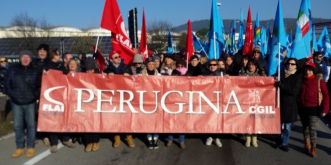 Sciopero Cgil e Uil, la Perugina blocca completamente la produzione