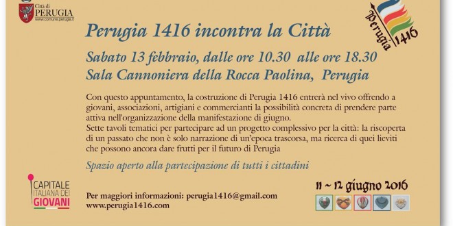 L’associazione “Perugia 1416″ si presenta alla città: sabato 13 la giornata informativa aperta a tutti
