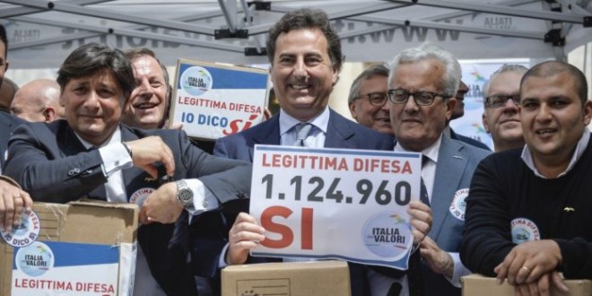Legittima difesa, in Umbria già 16.606 firme. L’Idv: “Le firme continuano ad arrivare”