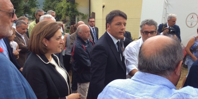 Sisma: visita del Presidente del Consiglio Renzi a San pellegrino e Norcia